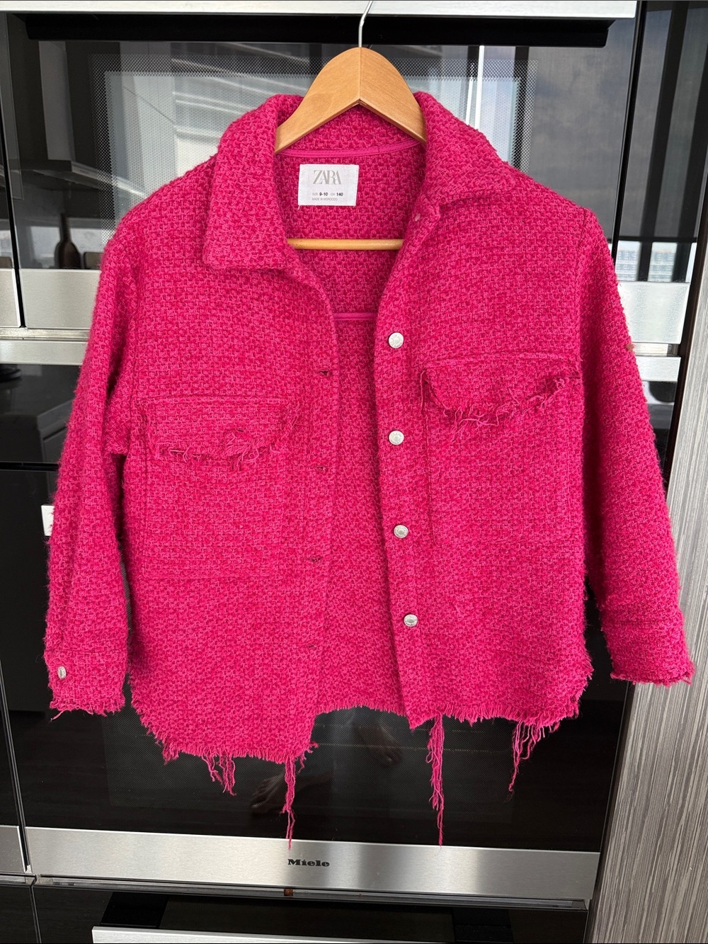 Zara Hot Pink Bouclé Shacket Jacket